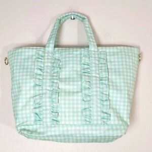 Stoney Clover Lane Ruffle Tote Bag Mint Chip Gingham